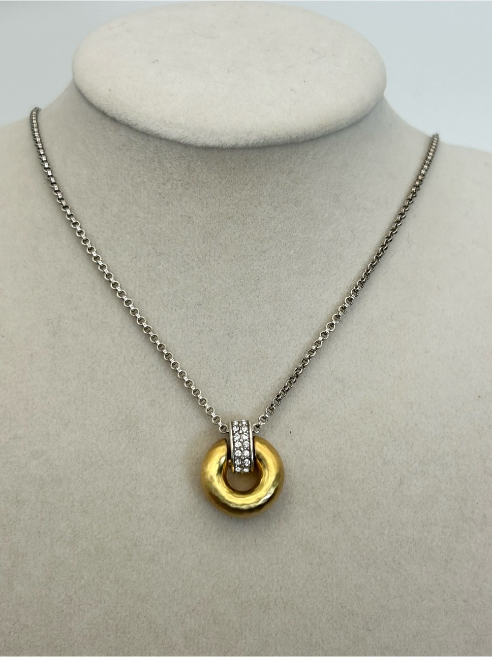 Brighton Meridian Geo Mini Pendant Necklace 18" Two-tone Gold Silver Plated - Picture 3 of 11